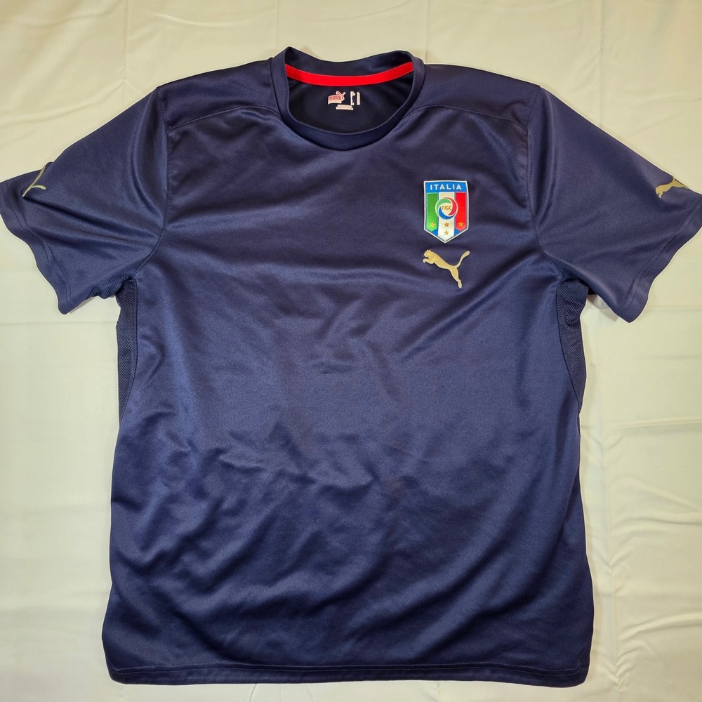 Puma Italy FIGC Soccer Training Jersey Navy Gold Mens XL Italia Football Shirt